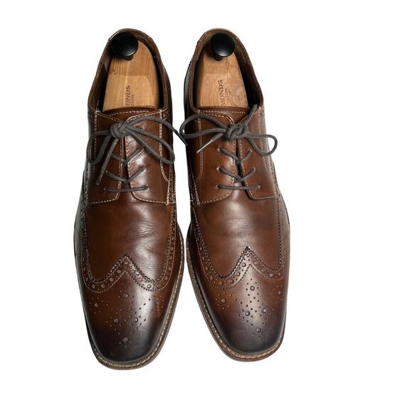 Florsheim Men’s 11D Wingtip Oxford Shoes Brown Leather Brogue Dress - Picture 1 of 14